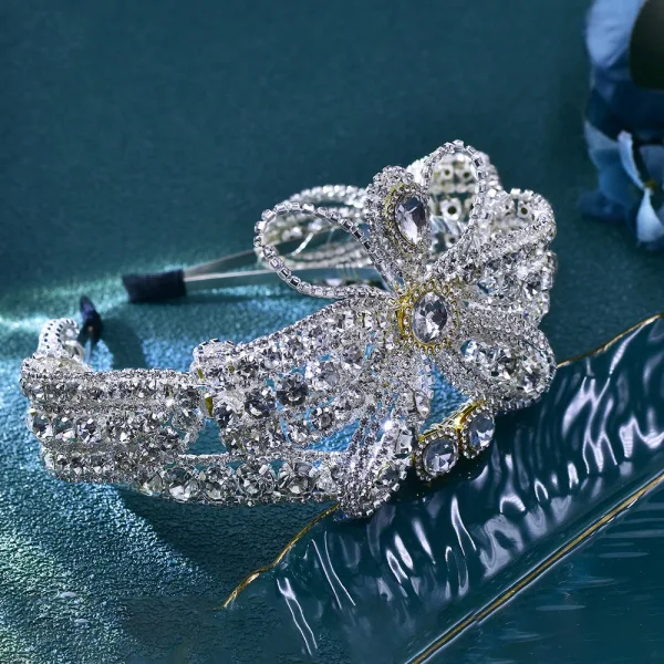 Charmig Silver Rhinestone Fjäril Legering Bröllop Brud Huvudbonad 2024