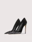 Charmant Noire Daim Paillettes Soirée Escarpins 2024 Cuir 10 cm Talons Aiguilles À Bout Pointu Escarpins Talons Hauts
