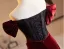 Elegant Burgundy Rhinestone Velvet Prom Dresses 2025 Trumpet / Mermaid Off-The-Shoulder Short Sleeve Backless Sweep Train Prom Formal Dresses
