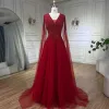 High-end Royal Blue Handmade  Beading Prom Dresses 2024 A-Line / Princess V-Neck Sleeveless Backless Floor-Length / Long Prom Formal Dresses