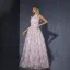 Chic / Beautiful Blushing Pink Lace Flower Prom Dresses 2025 A-Line / Princess High Neck Sleeveless Floor-Length / Long Formal Dresses
