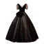 Chic / Beautiful Black Beading Sequins Prom Dresses 2023 Ball Gown V-Neck Bow Short Sleeve Backless Floor-Length / Long Prom Formal Dresses