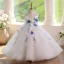 Chic / Beautiful White Beading Pearl Sequins Appliques Birthday Floor-Length / Long Flower Girl Dresses 2025 Ball Gown Scoop Neck Sleeveless Backless