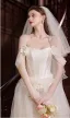 Elegant Modest / Simple White Appliques Wedding Dresses 2025 A-Line / Princess Off-The-Shoulder Sleeveless Backless Floor-Length / Long Wedding