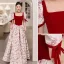 Elegant Burgundy Printing Prom Dresses 2022 A-Line / Princess Square Neckline Short Sleeve Backless Bow Floor-Length / Long Satin Formal Dresses