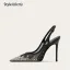 Sexy Weiß Strass Leder Brautschuhe 2025 10 cm Stilettos Spitzschuh Hochzeit Hochhackige