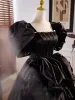 Audrey Hepburn-stijl Zwarte Asymmetrisch Galajurken 2024 Baljurk Vierkante Halslijn Gezwollen Korte Mouwen Ruglooze Gala Gelegenheid Jurken