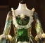 Vintage / Retro Medieval Green Glitter Bow Cosplay Lolita Prom Dresses 2024 Ball Gown Square Neckline Bell sleeves Backless Floor-Length / Long Formal Dresses