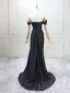 Sexy Schwarz Gespaltete Front Abendkleider 2025 Meerjungfrau Off Shoulder Ärmellos Rückenfreies Sweep / Pinsel Zug Abend Festliche Kleider