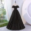 Charming Black Glitter Pearl Rhinestone Prom Dresses 2023 Ball Gown Off-The-Shoulder Sleeveless Backless Floor-Length / Long Prom Formal Dresses