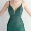 Sexy Blanche Perlage Paillettes Fendue devant Robe De Soirée 2024 Trompette / Sirène Bretelles Spaghetti Sans Manches Dos Nu Longue Soirée Robe De Ceremonie