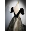Chic / Belle Noire Perlage Robe De Bal 2022 Princesse Encolure Dégagée Manches Courtes Dos Nu Longue Robe De Ceremonie