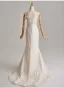 Simple Ivoire Perle Paillettes En Dentelle Légère Robe De Mariée 2025 Trompette / Sirène Bretelles Spaghetti Sans Manches Dos Nu Train De Balayage
