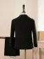 Fashion Black Beading Rhinestone 5-piece Long Sleeve Boys Wedding Suits 2025 Coat Pants Shirt Tie Vest