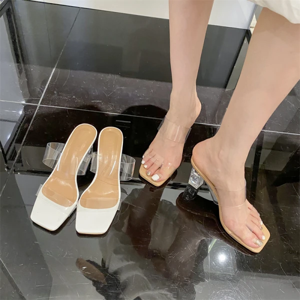 Transparent Sexy White Summer Street Wear Womens Sandals 2022 8 cm Stiletto Heels Open / Peep Toe Sandals High Heels