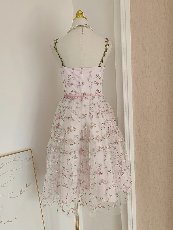 Flower Fairy Chic / Beautiful Multi-Colors Pearl Appliques Homecoming Graduation Dresses 2023 A-Line / Princess Spaghetti Straps Bow Sash Sleeveless Backless Tea-length