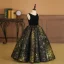 Elegant Gold Black Birthday Flower Girl Dresses 2024 Ball Gown Scoop Neck Sleeveless Floor-Length / Long