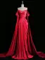 Sexy Lavender Satin Evening Dresses Prom Dresses 2024 Trumpet / Mermaid Off-The-Shoulder Sleeveless Backless Sweep Train Formal Dresses