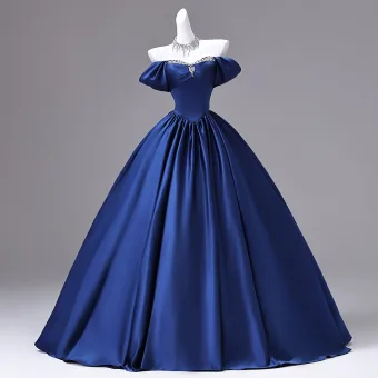 Vintage Retro Royal Blue Rhinestone Prom Dresses 2026 Ball Gown Strapless Sleeveless Backless Floor Length Long Formal Dresses