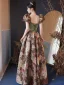 Fantaisie Vert Impression Robe De Bal 2023 Princesse Encolure Carrée Gonflée Manches Courtes Dos Nu Longue Promo Robe De Ceremonie