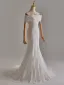 Elegant White Pearl Lace Flower Wedding Dresses 2025 Trumpet / Mermaid Off-The-Shoulder Sleeveless Backless Sweep Train Wedding