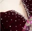 Elegant Burgundy Beading Pearl Sequins Flower Prom Dresses 2024 Velvet Ball Gown Off-The-Shoulder Short Sleeve Backless Sweep Train Prom Formal Dresses