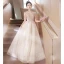 Charming Champagne Beading Tassel Sequins Evening Dresses 2023 A-Line / Princess Scoop Neck Backless Short Sleeve Floor-Length / Long Evening Party Formal Dresses