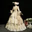 Vintage / Retro Medieval Champagne Lace Flower Sequins Prom Dresses 2025 Ball Gown Square Neckline Cap Sleeves Floor-Length / Long Prom Formal Dresses