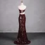 Glitzernden Burgunderrot Rose Pailletten Abendkleider 2024 Meerjungfrau Bandeau Ärmellos Rückenfreies Sweep / Pinsel Zug Abend Festliche Kleider