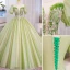 Elegant Sage Green Glitter Beading Sequins Prom Dresses 2023 Ball Gown Scoop Neck Puffy Short Sleeve Floor-Length / Long Prom Formal Dresses