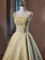 Chic / Beautiful Green Beading Printing Prom Dresses 2024 Ball Gown Square Neckline Sleeveless Backless Floor-Length / Long Prom Formal Dresses