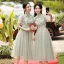 Chic / Beautiful Sage Green Lace Flower Bridesmaid Dresses 2022 A-Line / Princess Short Sleeve Backless Tea-length Bridesmaid Dresses