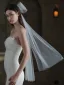 Modest / Simple White Bow 1 m Wedding Veils 2025 Tulle