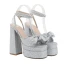 Charmant Fuchsie Pailletten Schleife Abend Sandalen Damen 2023 Knöchelriemen 14 cm Thick Heels Peeptoes Sandaletten Hochhackige