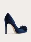 Vintage Koninklijk Blauw Avond Flueel Appliques Pumps 2025 10 cm Naaldhakken / Stiletto Spitse Neus Pumps Hoge Hakken