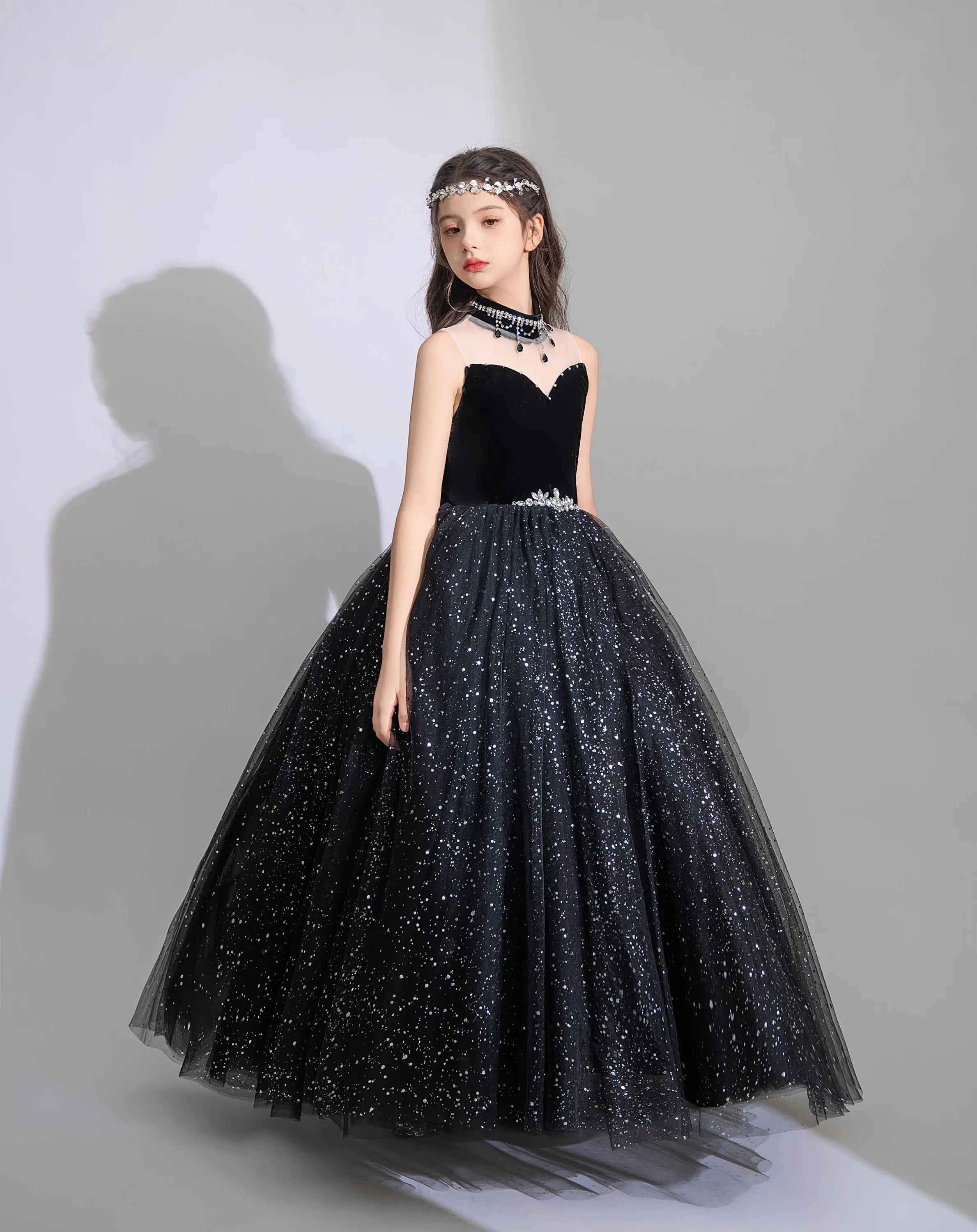 Bling Bling Black Rhinestone Sequins Birthday Flower Girl Dresses Ball Gown 2025 Scoop Neck Sleeveless Backless Floor-Length / Long Bling Bling Black Rhinestone Sequins Birthday Flower Girl Dresses Ball Gown 2025 Scoop Neck Sleeveless Backless Floor-Length / Long