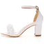 Sexy White Lace Flower Pearl Wedding Shoes 2023 Ankle Strap 7 cm Stiletto Heels Open / Peep Toe Wedding Sandals High Heels