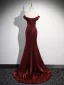 Charmant Bordeaux Fendue devant Volants Robe De Soirée 2024 Trompette / Sirène Bustier Sans Manches Dos Nu Train De Balayage Soirée Robe De Ceremonie