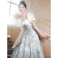 Chic / Beautiful Sky Blue Prom Dresses 2023 A-Line / Princess Square Neckline Short Sleeve Backless Floor-Length / Long Prom Formal Dresses