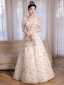 Chic / Beautiful Ivory Pearl Sequins Appliques Prom Dresses 2024 A-Line / Princess Off-The-Shoulder Short Sleeve Backless Floor-Length / Long Prom Formal Dresses
