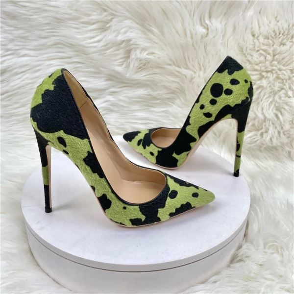 Chic / Beautiful Green Camouflage Prom Pumps High Heels 2023 Leather 12 cm Stiletto Heels Pointed Toe Pumps