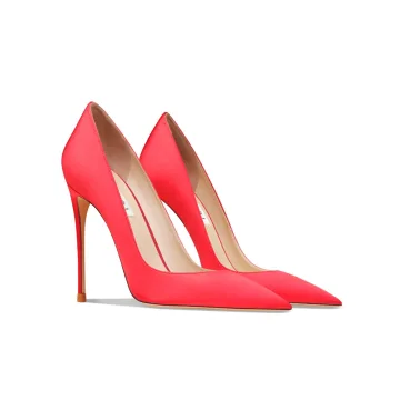 Mooie Prachtige Rode Satijn Gala Pumps 2024 10 Cm Naaldhakken Stiletto Spitse Neus Pumps Hoge Hakken