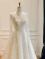Luxury / Gorgeous Elegant Ivory Handmade  Beading Pearl Sequins Lace Flower Wedding Dresses 2026 A-Line / Princess V-Neck Long Sleeve Backless