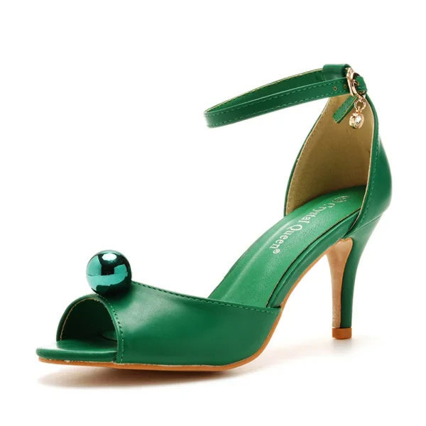 Schlicht Sommer Himmelblau Perle Ball Sandalen Damen 2023 Knöchelriemen 7 cm Stilettos Peeptoes Sandaletten Hochhackige