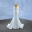 High-end White Beading Sequins Lace Flower Wedding Dresses 2023 Trumpet / Mermaid Scoop Neck Long Sleeve Sweep Train Wedding