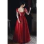 Charming Burgundy Beading Sequins Evening Dresses 2023 A-Line / Princess Square Neckline Short Sleeve Backless Floor-Length / Long Evening Party Formal Dresses