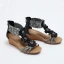 Roman Black Summer Street Wear Womens Sandals 2023 T-Strap Flower Rhinestone 5 cm Wedges Open / Peep Toe Sandals