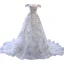 Haut de Gamme Blanche Fait main Perlage Paillettes Robe De Mariée 2023 Princesse De l'épaule Sans Manches Dos Nu Tribunal Train Mariage