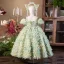 Flower Fairy Sage Green Appliques Birthday Flower Girl Dresses 2025 Ball Gown Spaghetti Straps Pearl Short Sleeve Backless Floor-Length / Long