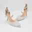 Elegant White Beading Pearl Rhinestone Lace Flower Wedding Shoes 2024 X-Strap 10 cm Stiletto Heels Pointed Toe Wedding Sandals High Heels
